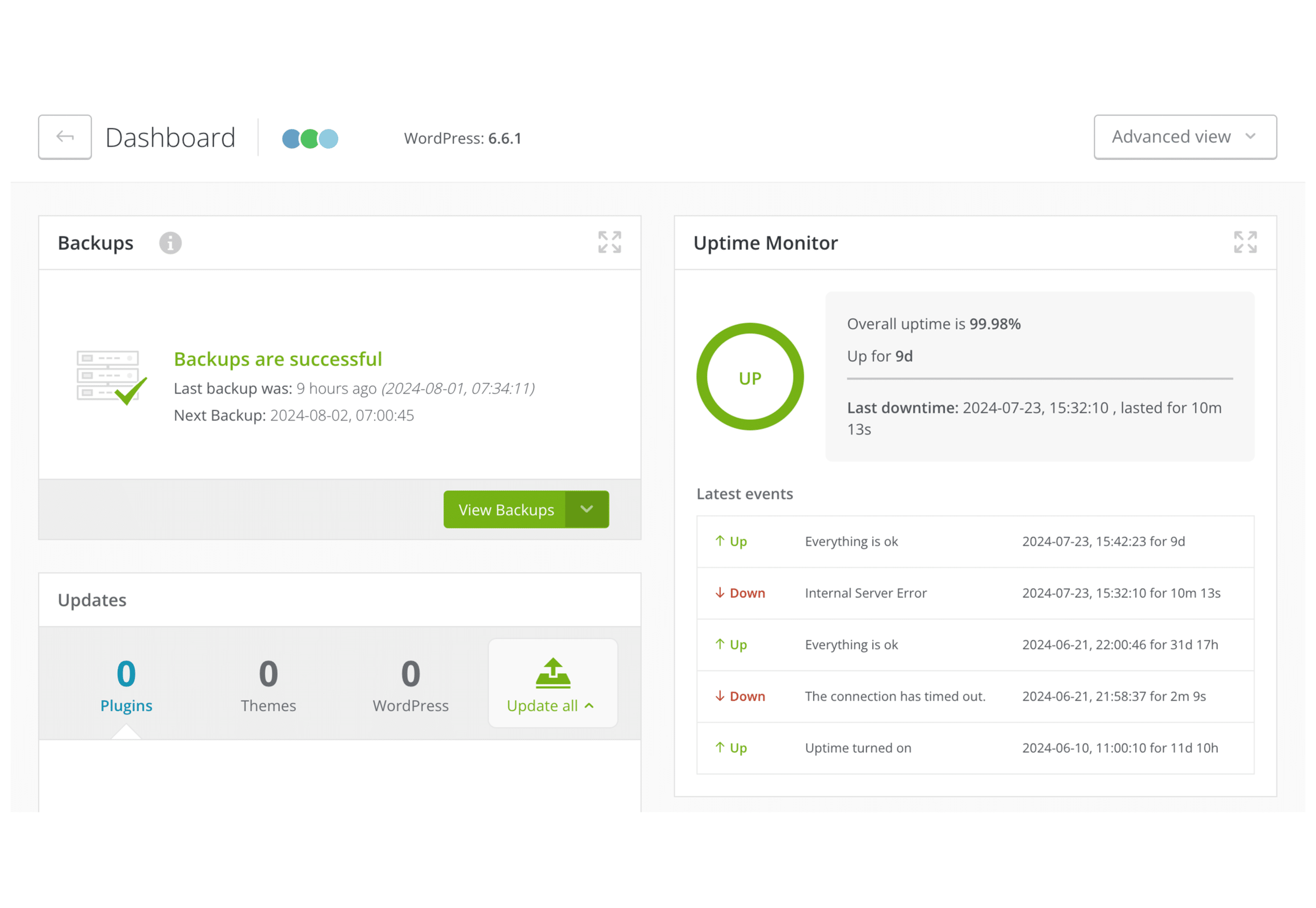 Backup en uptime-monitoring logs